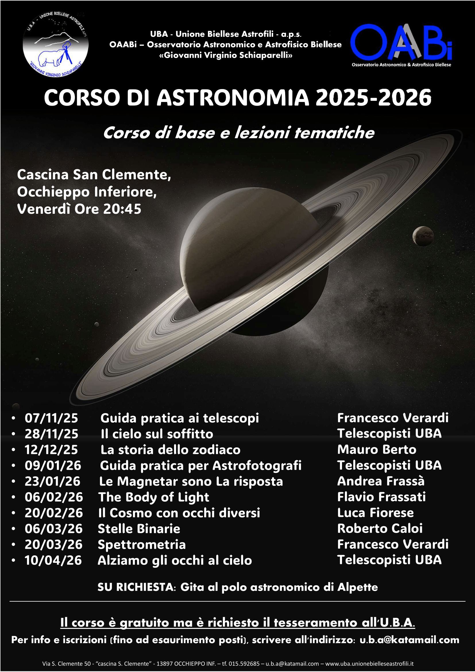 Corso di astronomia UBA 2025-2026
