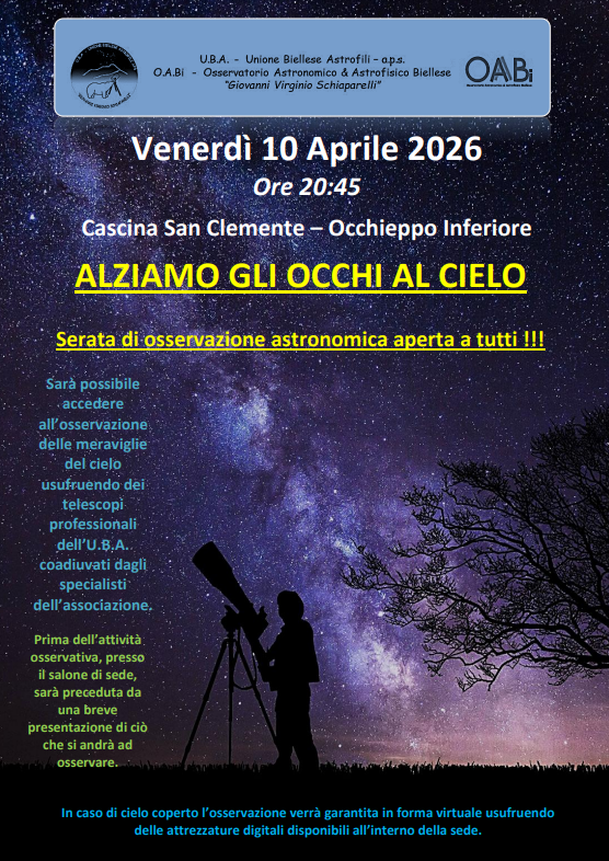 Serata osservativa conclusiva, 10 aprile 2026